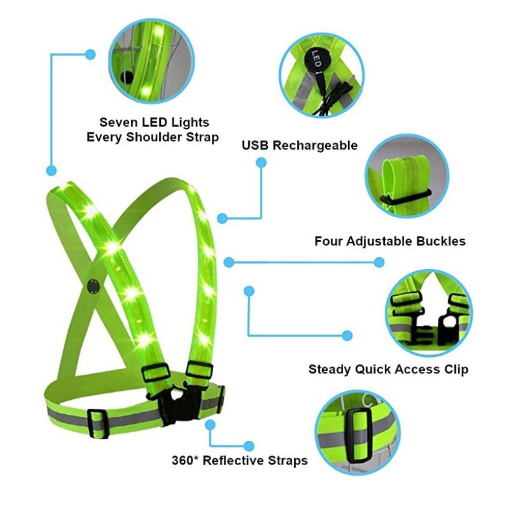 New Polyester LED Safety Vest  - Running Gear Reflective 评论和价格